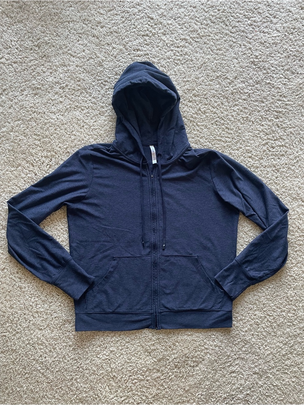 Fabletics Navy Hooded Zip-Up Sweatshirt